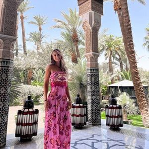 ZARA STRAPLESS FLORAL PRINT JUMPSUIT